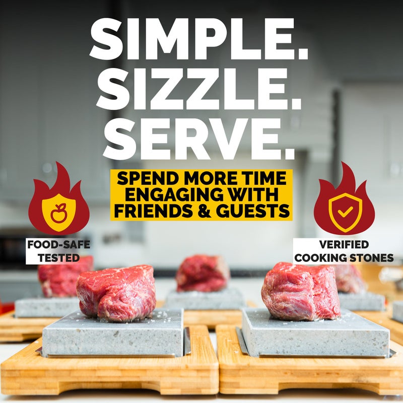 Black Rock Grill Restaurant-Grade Hot Stone Set - Extra-Thick Lava Stone for Superior Sizzling Steak Cooking. - Image 4